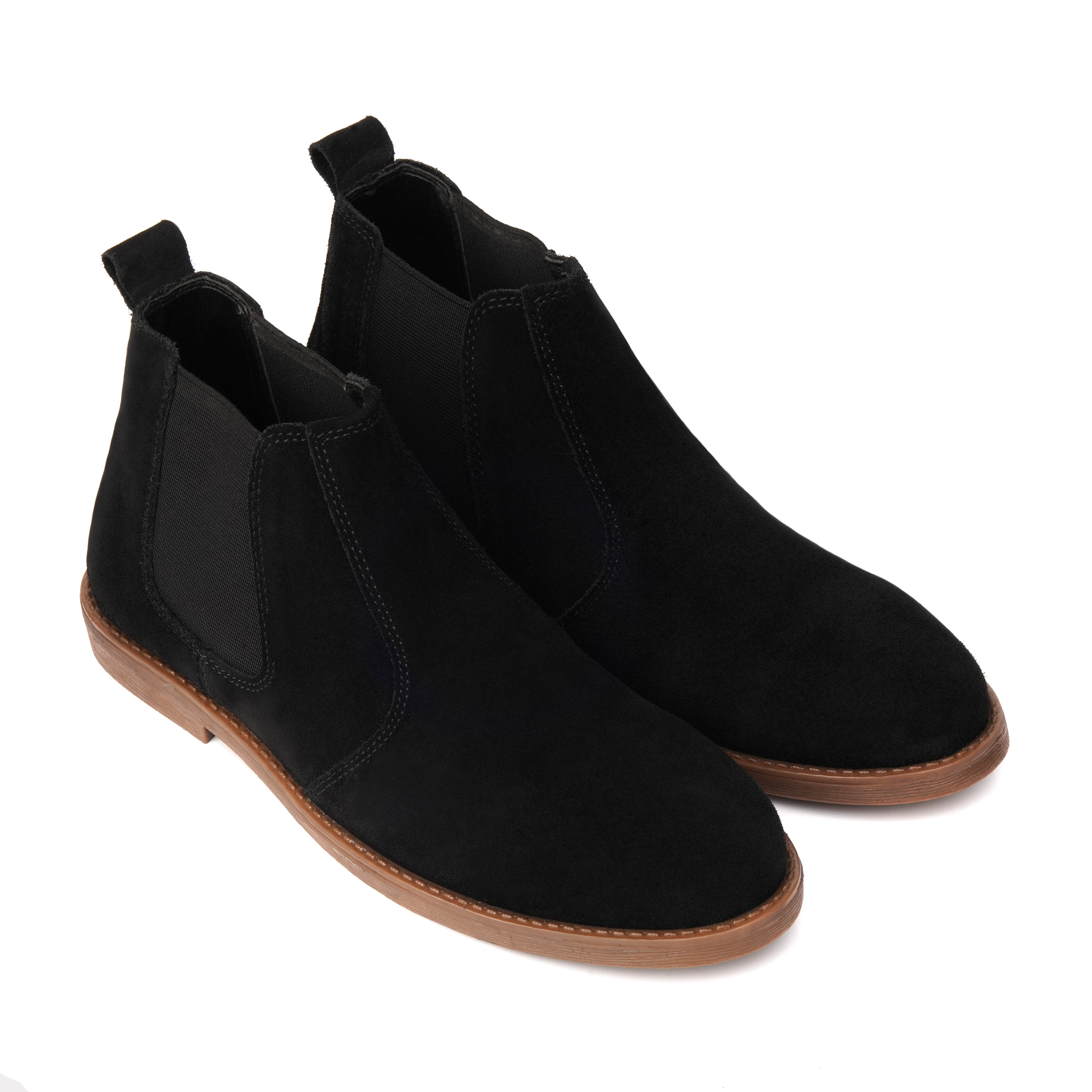 Black Suede Cow Leather Chelsea boots