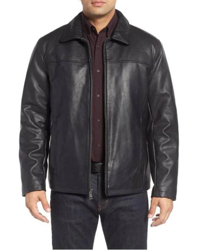 Black Leather Biker Jacket for Men