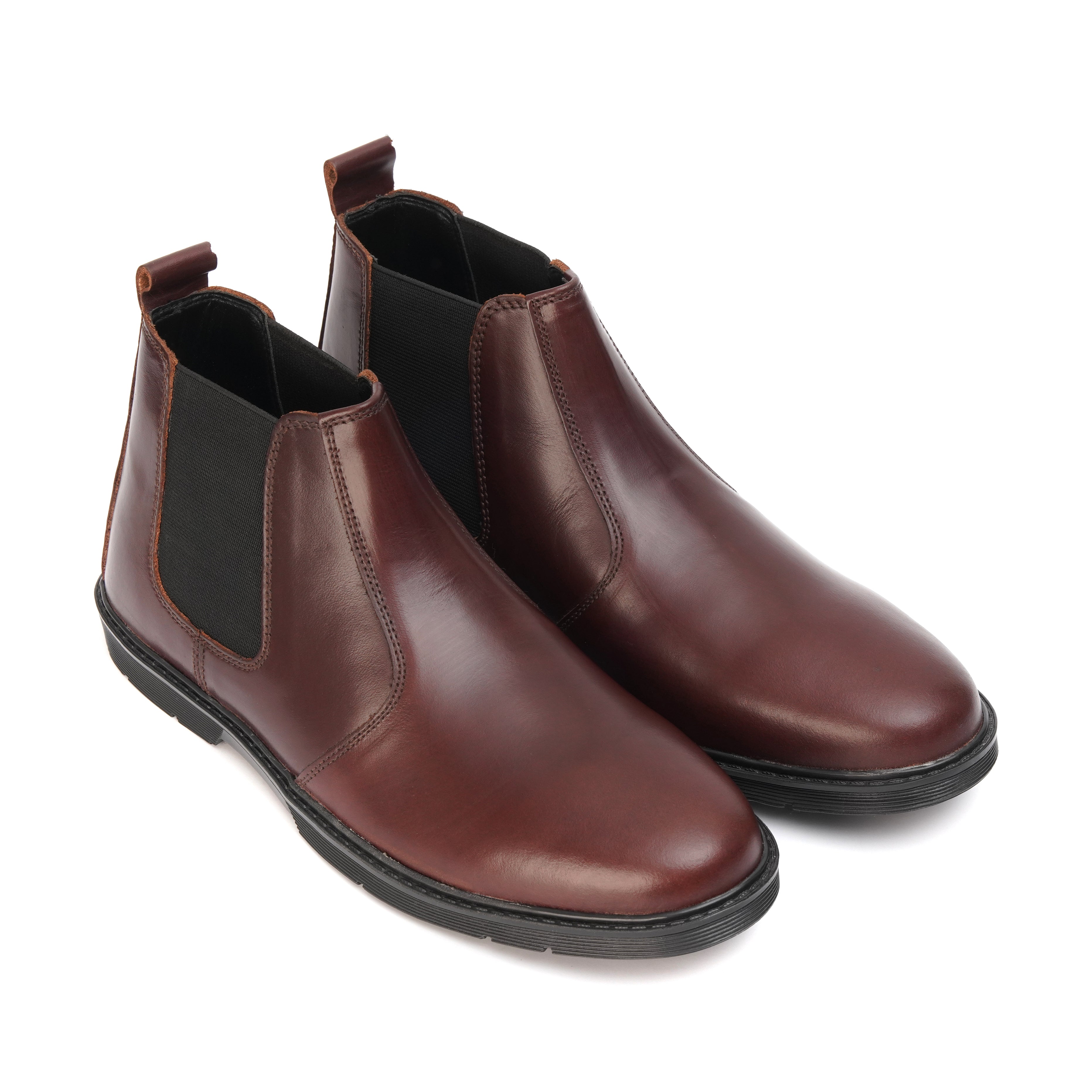 Maroon Hot Pull-up Chelsea Boots