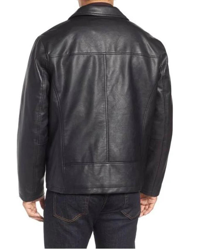 Black Leather Biker Jacket for Men