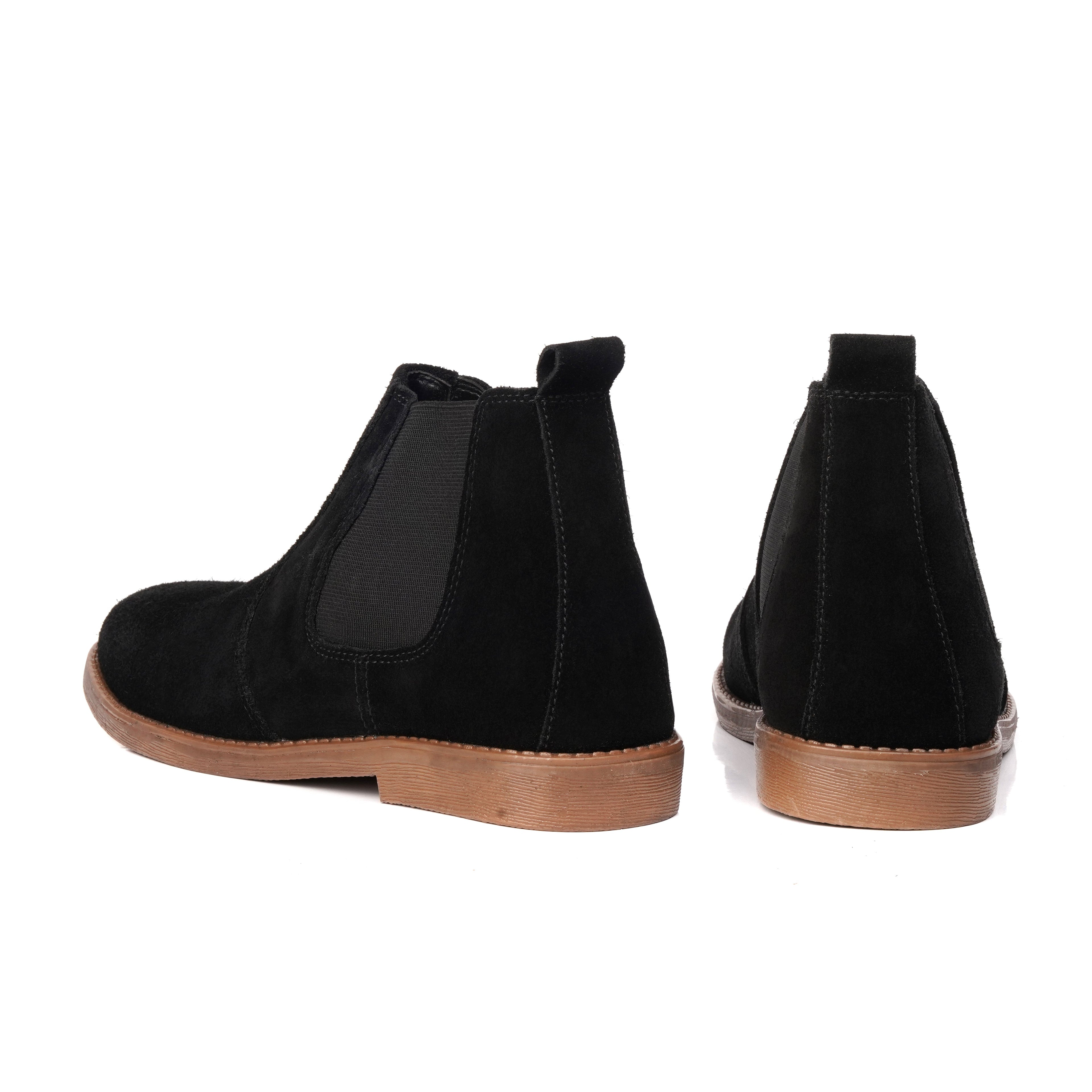 Black Suede Cow Leather Chelsea boots
