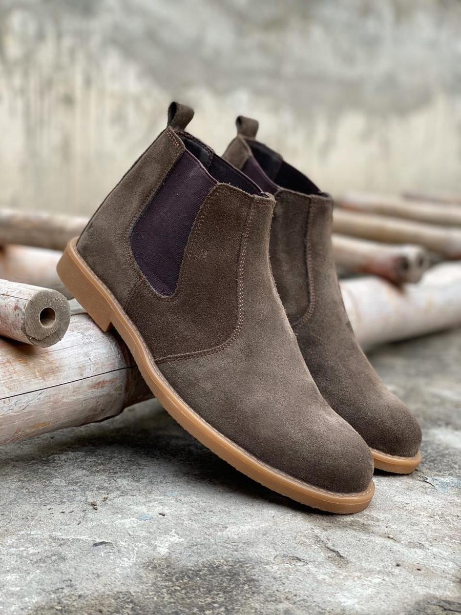 Brown Suede Cow Leather Chelsea boots