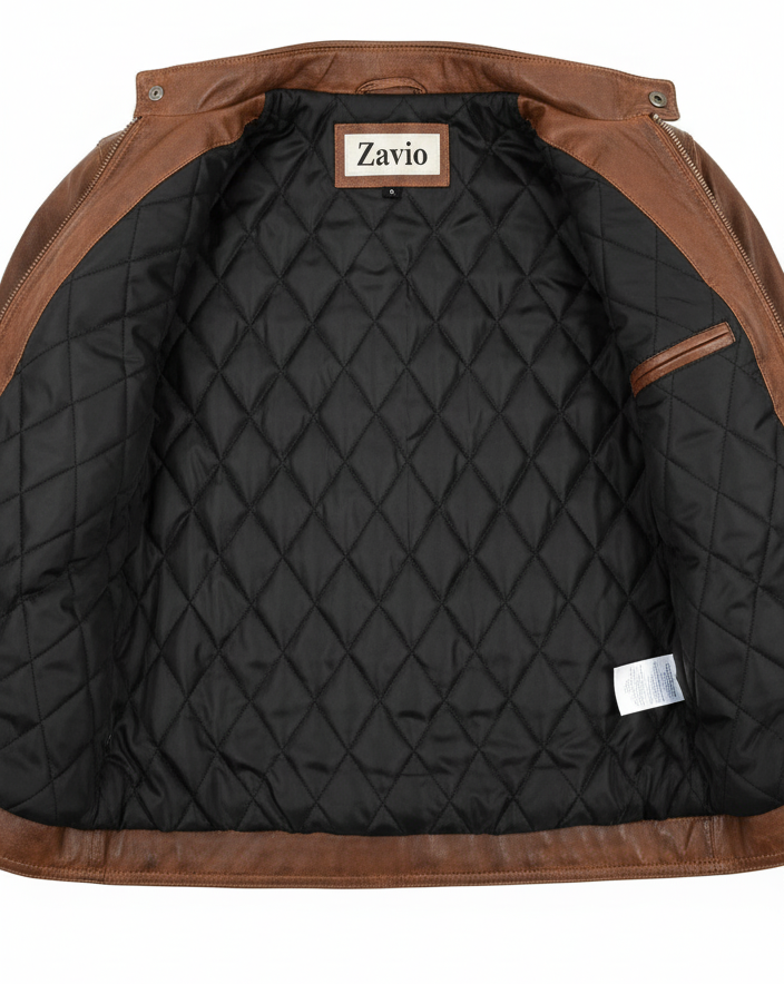 Mens Leather Cafe Racer Biker Jacket Charlie Antique Brown